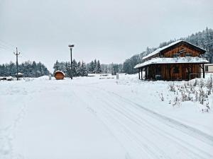 CHALET BORŮVKA - biofarma na samotě v lesích during the winter