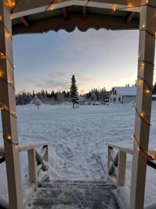 Aurora River Camp Glass igloos & cabins v zimě