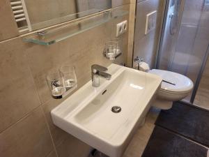 a bathroom with a sink and a toilet at Holiday Home Stark by Interhome in Kappl