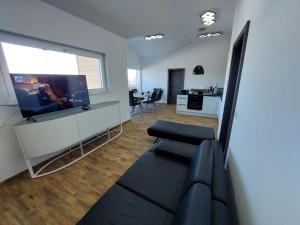 a living room with a couch and a flat screen tv at Chalet Diamondsky by Interhome in Klippitztorl