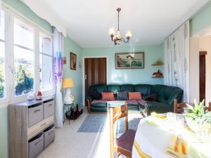 佩戈馬的住宿－Apartment Le Néflier by Interhome，客厅配有绿色沙发和桌子