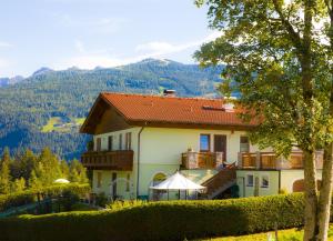 a house on a hill with mountains in the background at Appartement Heidi by Schladmingurlaub in Ramsau am Dachstein