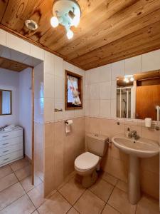 a bathroom with a toilet and a sink at Vacances COURCHEVEL/les 3 Vallées in Bozel