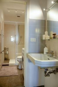 bagno con lavandino e servizi igienici di Cozy apartment with private garden - CITY CENTER - a Firenze