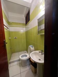 uma casa de banho com um WC e um lavatório em Dpto Bolivar Hermoso, amplio y bien ubicado en la chura Tarija em Tarija