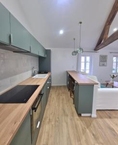 a kitchen with a sink and a counter top at Victoire émeraude 301 hôtel de ville in Saint-Dizier