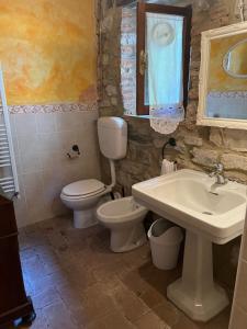 y baño con aseo y lavamanos. en Il Fiore di Montieri, en Montieri