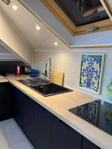 a kitchen with a sink and a counter top at Appartement T LUXE in Pierrefitte-sur-Seine