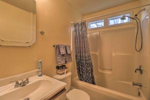 a bathroom with a sink and a toilet and a shower at Cozy Rixeyville Cottage with Deck, Grill, and Stabling in Remington +19 photos