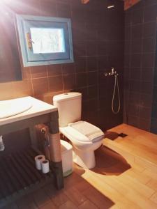uma casa de banho com um WC e um lavatório em Fisherman's Cottage em Stoupa