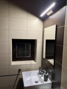 a bathroom with a sink and a mirror at Holiday Home Aleksandar Brzece Kopaonik in Brzeće