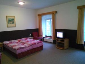 Llit o llits en una habitació de Penzion Poprda