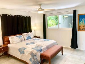KoolbaaiLuxurious 1 bedroom Apt with pool in Simpson Bay的带一张大床和一扇窗户的卧室