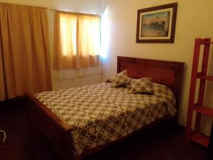 1 dormitorio con 1 cama en una habitación con ventana en La Casa de la Parra en Villa Carlos Paz