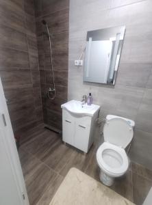 a bathroom with a toilet and a sink and a shower at NEER in Živinice