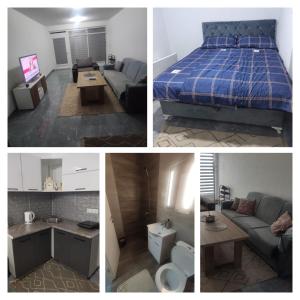 a collage of pictures of a bedroom and a living room at NEER in Živinice