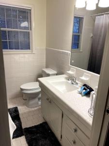 a bathroom with a sink and a toilet and a mirror at You won't want to leave! in Huntsville