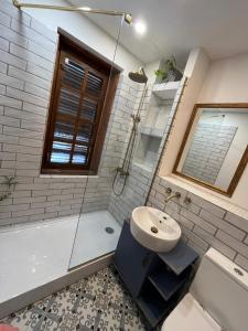 a bathroom with a tub and a sink and a shower at Toscana Villa in Snagov