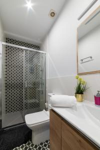 マドリードにあるLuxury Suite in Plaza Tirso Molinaのバスルーム(シャワー、トイレ、シンク付)