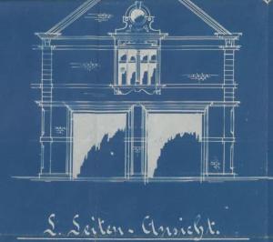 un dibujo de un edificio sobre fondo azul en Kinderklinik, 600m zum Bahnhof 2B, en Siegen