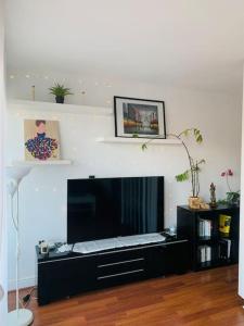 Una sala de estar con un televisor de pantalla plana grande. en Rob’s Place - Paris Convention Center, en Vanves