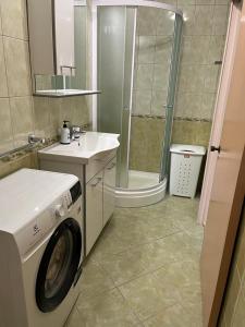 bagno con lavatrice e lavandino di Apartment Seman a Vela Luka (Vallegrande)