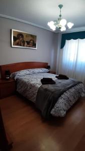 um quarto com uma cama e uma fotografia na parede em Santander centro em Santander