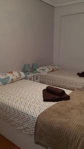 two beds sitting next to each other in a bedroom at Santander centro in Santander