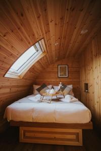 雷雅特的住宿－Snowdrop，一间卧室配有一张带天窗的大床