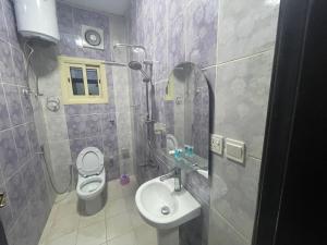 a small bathroom with a toilet and a sink at Admire Apart Hotel - 1 in Abu Arish