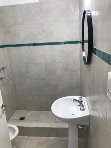 La salle de bains est pourvue d'un lavabo et de toilettes. dans l'établissement Junín Dptos 2, à San Fernando del Valle de Catamarca