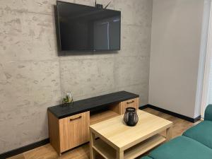 Televízia a/alebo spoločenská miestnosť v ubytovaní 3 JASKÓŁKI
