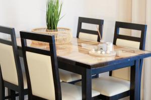 a table with two chairs and a plant on it at São Pedro Country House in Campo Maior