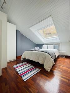 a bedroom with a bed and a skylight at Atico al lado del Ayuntamiento in Oviedo