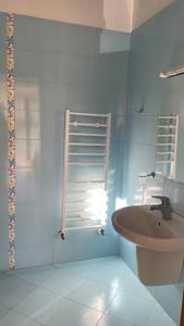 W łazience znajduje się umywalka i toaleta. w obiekcie Уютна вила за гости с незабравим Планински Изглед w mieście Beli Iskar
