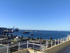 a view of a harbor with boats in the water at Valparaiso Rental in Valparaíso