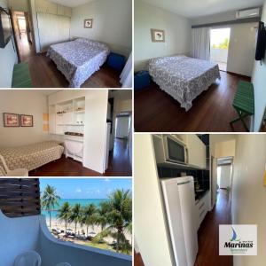 a collage of four pictures of a hotel room at Apart Hotel Marinas Tamandaré in Tamandaré