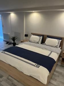 Cama grande en habitación con cama grande sidx sidx sidx sidx en Très bel appartement type loft de 40 m2 dans maison avec parking privatif en Lingolsheim