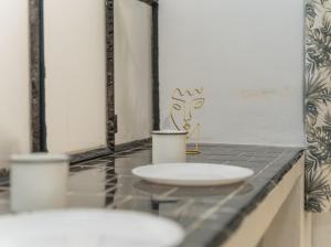 baño con lavabo blanco en la encimera en The cool house Habitación 2, en Ciudad Guzmán