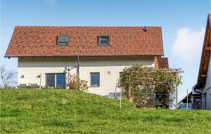 una casa con techo rojo en la cima de una colina en Cozy Home In Feldbach With Kitchen, en Feldbach