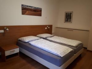 a bedroom with a bed with a wooden headboard at Agriturismo La Decima in Trento