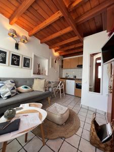un soggiorno con divano e tavolo di Elia Concept Apartments a Ano Syros