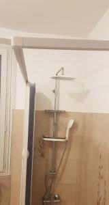 a bathroom with a shower with a shelf on the wall at Bed and breakfast chez l'habitant in Marseille