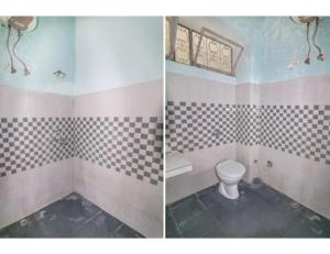 two pictures of a bathroom with a toilet in it at Hotel Dharamlok,Agra in Agra
