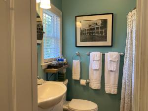 a bathroom with a white toilet and a sink at The Birdnest Inn in Aiken +43 photos