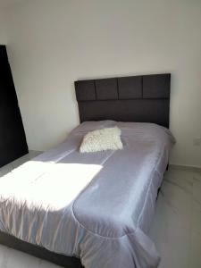 阿卡普爾科的住宿－Acapulco Diamante Banus Residencial，一间卧室配有一张带黑色床头板的床