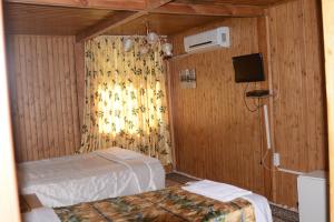 um quarto de hotel com duas camas e uma televisão em Nemrut Kommagene Hotel em Kahta