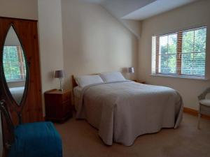 a bedroom with a large bed and a mirror at The Courtyard, Castle Dargan in Ballygawley