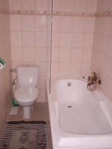 a bathroom with a toilet and a tub and a sink at Gîtes "Les Framboisiers" in Neufchâteau