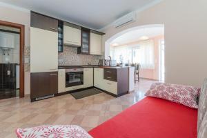 Kuchyň nebo kuchyňský kout v ubytování Apartments Hudic